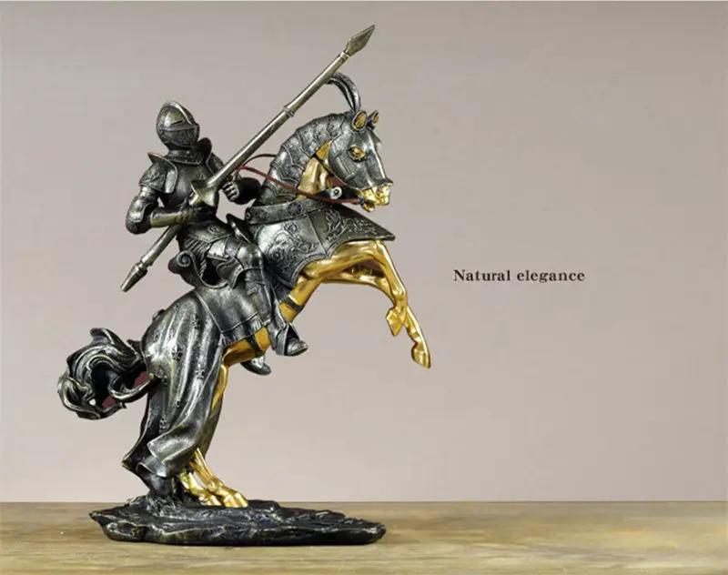 

[New] Manual craft 42cm Ancient roman knight figure furnishing articles Cavalry soldier fighting model Home room decoration gift