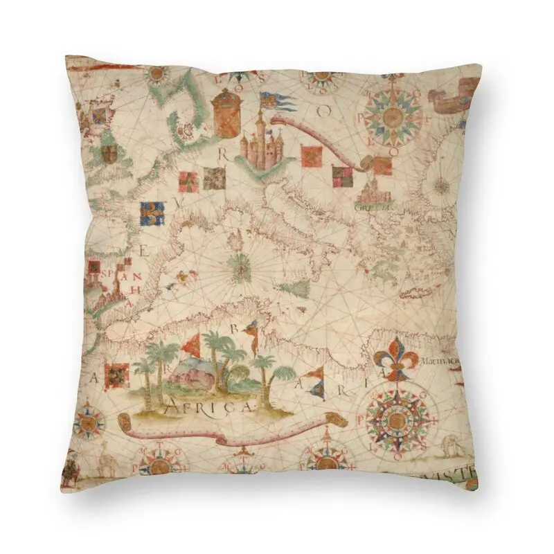 Luxury Old Map Of Europe And North Africa Throw Pillow Case Decoration Ancient Historical Cushion Cover Pillowcover for Sofa