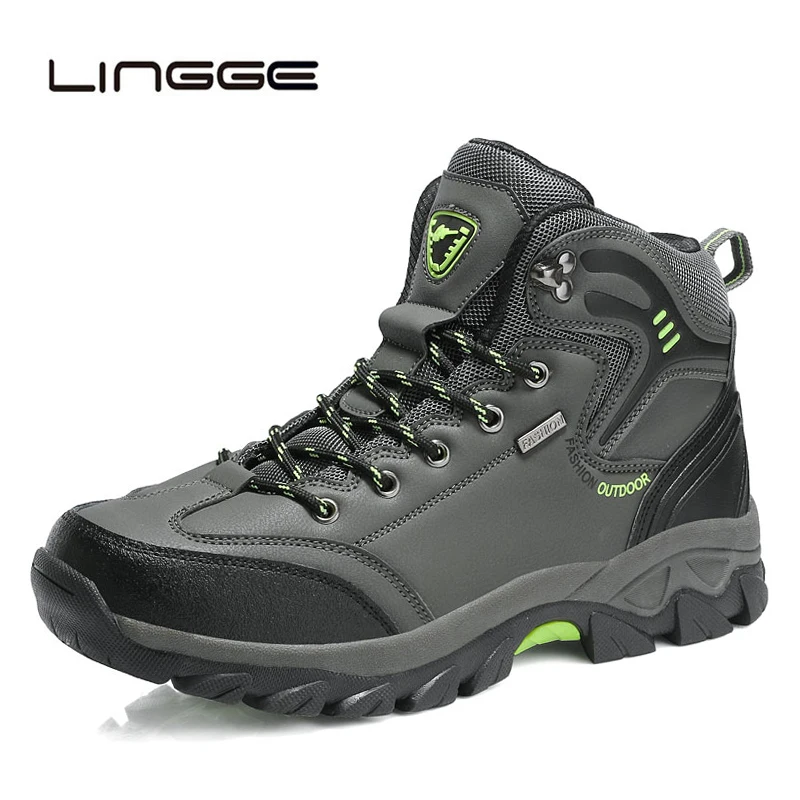 

Мужские ботинки ручной работы LINGGE, черные рабочие ботильоны, водонепроницаемые износостойкие кроссовки для улицы, большие размеры 47, весна-...