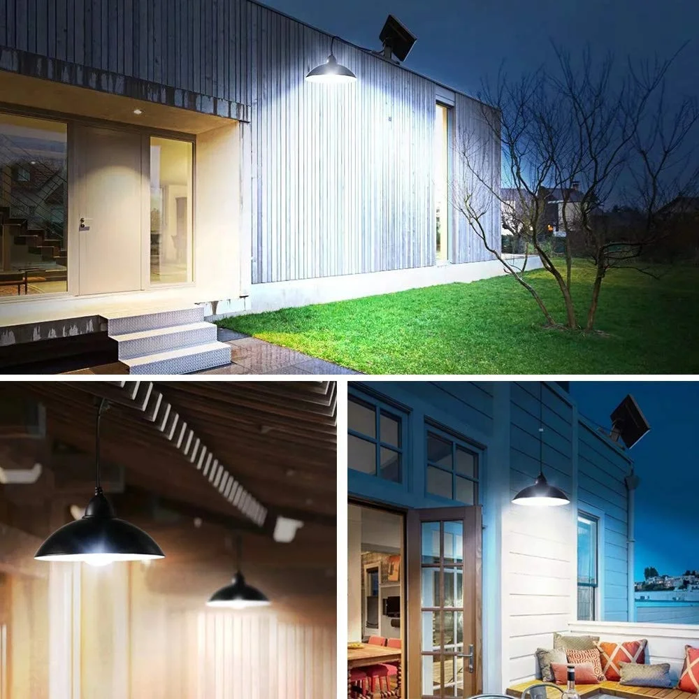 

IP65 Waterproof Double Head Solar Pendant Light Outdoor Indoor Solar Lamp With Cable Suitable for Courtyard, Garden, Patio etc,