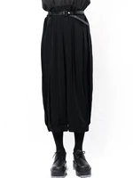 mens casual pants pleated pants wide leg pants spring and autumn new black loose nine point youth fashion straight pants