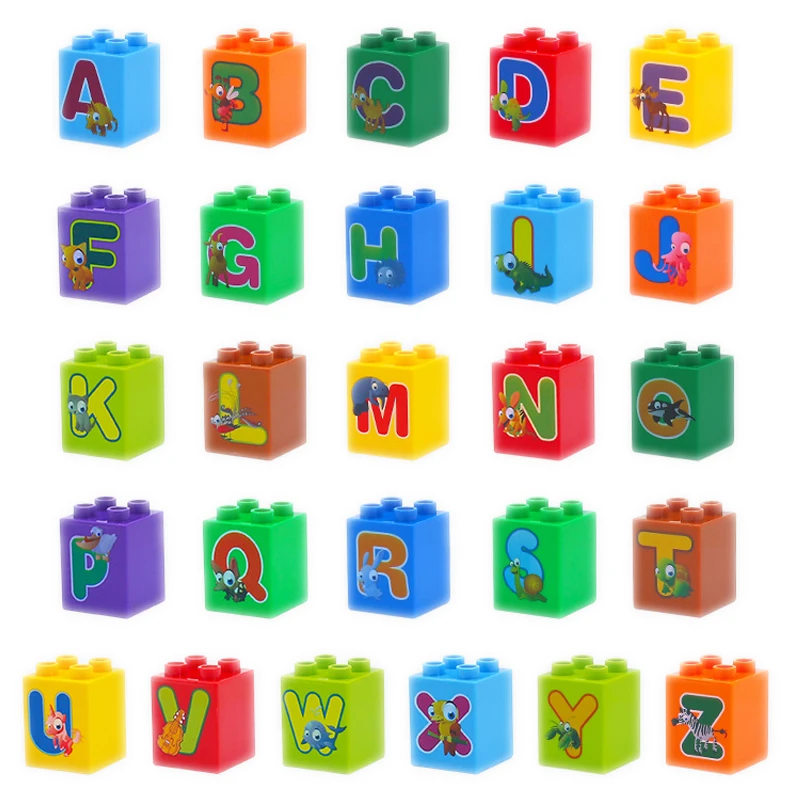 26 шт./лот 2x2 толстый кирпич A-Z буквы и цифры большого размера просветление