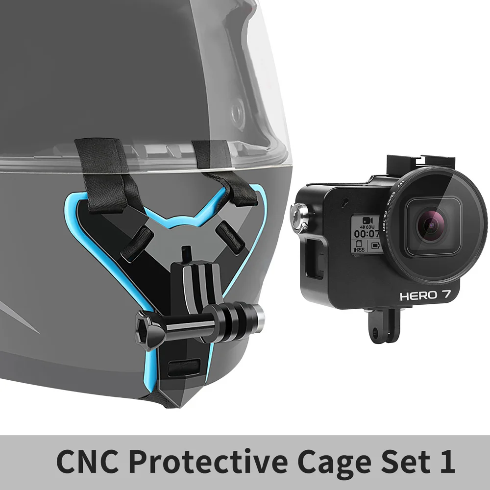 Bracket with Cage Съемка мотоциклетный шлем передний подбородок кронштейн держатель адаптер крепление для GoPro Hero 7 8 5 черный Xiaomi Yi 4K Sjcam Eken Go Pro Hero 7 - Цвет: Bracket with Cage