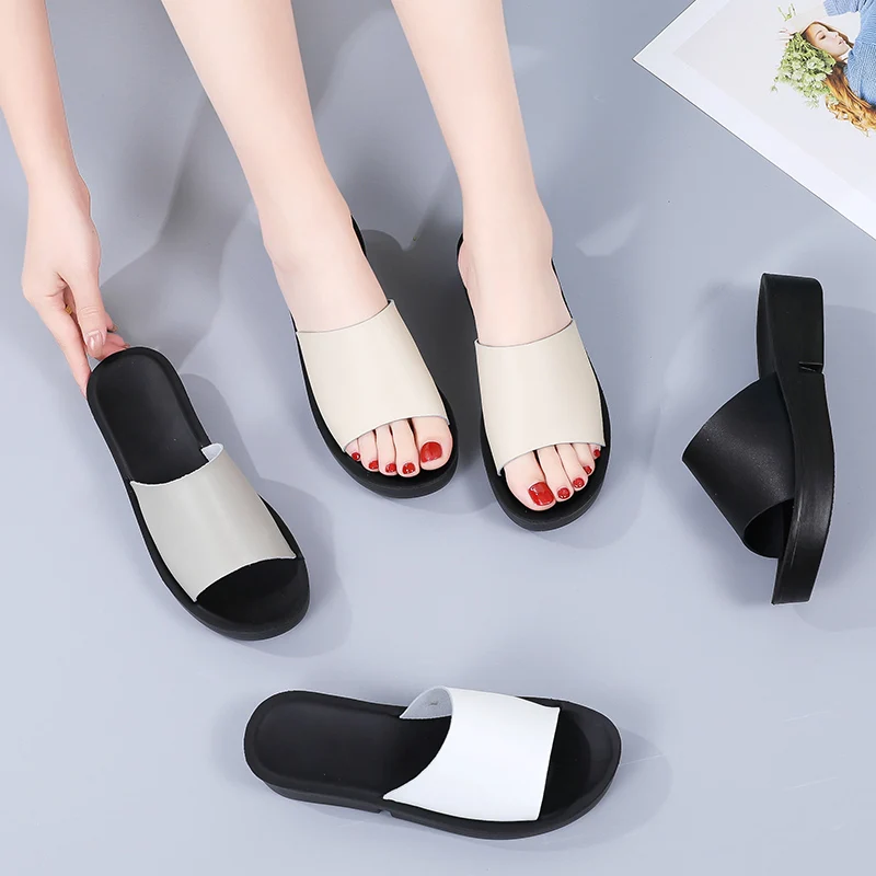 

New Women Sandals Summer Ladies Open Toe Beach Slippers Flat Platform Increase Slip-on Slippers for Women 2021