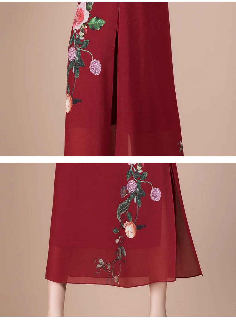 

2021 Summer New Casual Floral Print Red Dress for Women