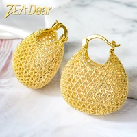 zeadear jewelry fashion hoop earrings new copper african dubai hollow style for women high quality daily wear gift party
