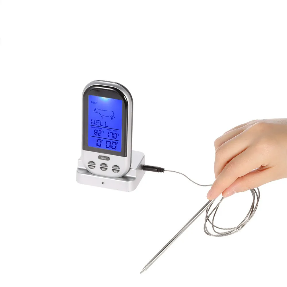 

Digital Wireless Oven Thermometer Meat BBQ Grilling Food Probe Kitchen Thermometer Cooking Tools With Timer Alarm