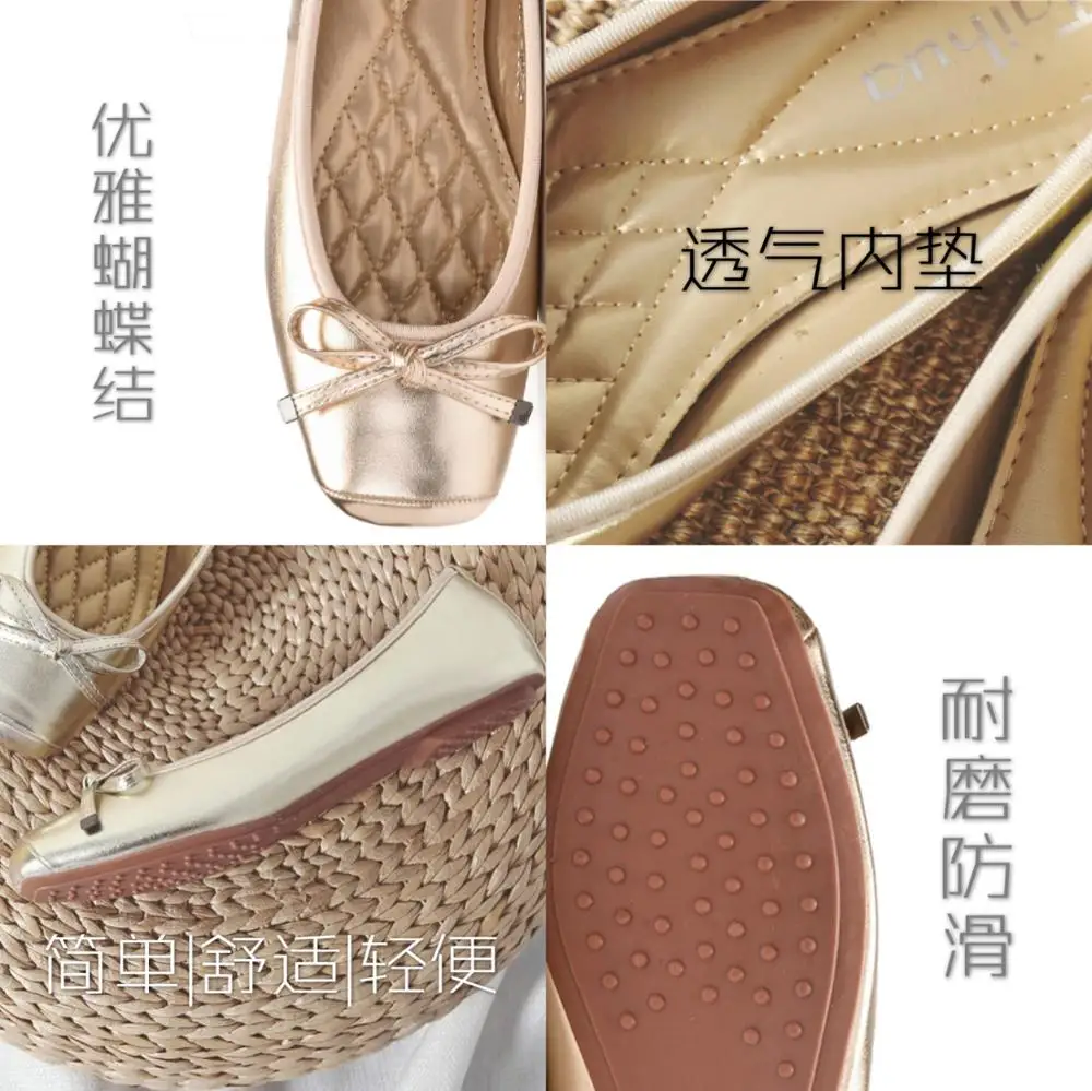 Обувь в горошек 2019 весенние балетки на плоской подошве туфли с квадратным носком