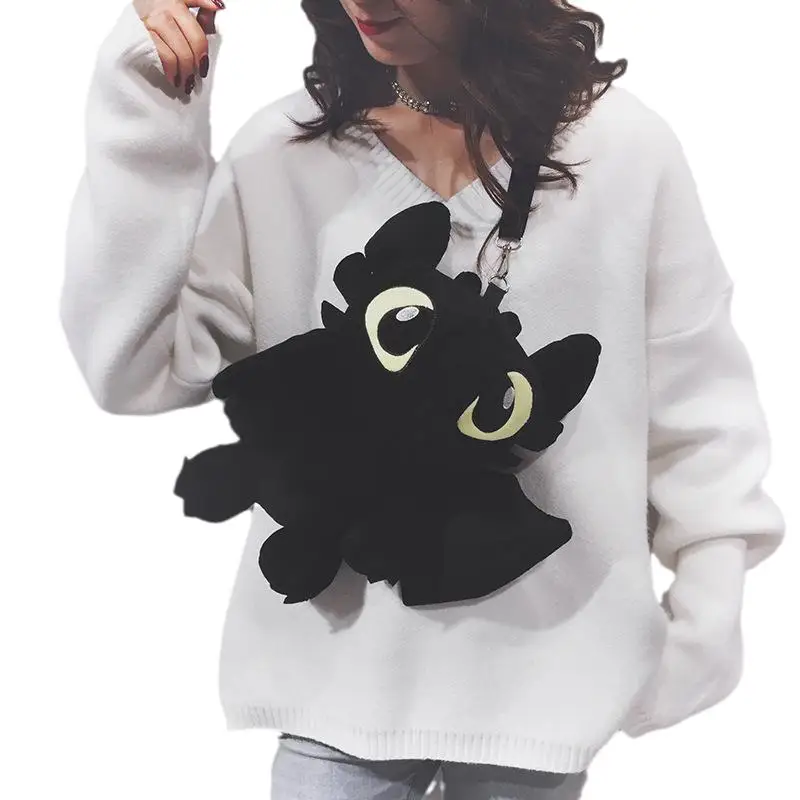 

Kawaii How To Train Your Dragon 3 Black Dragon Without Teeth Night Fury Plush backpack Shoulder Bag Kids Gift Stuffed Plush Toys