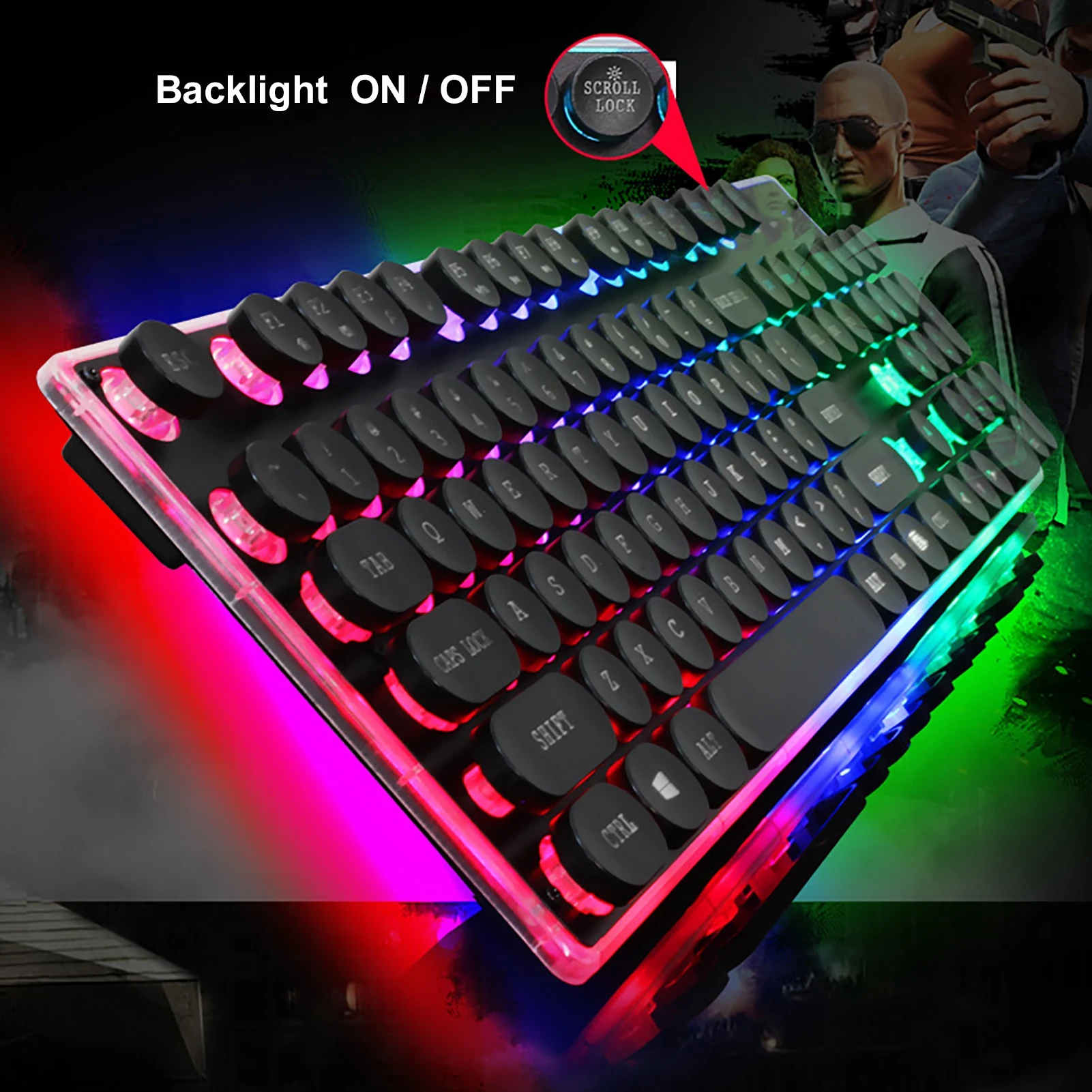 104 Round Keys Vintage Backlight Wired Mechanical Gaming Keyboard PC Accessory | Компьютеры и офис