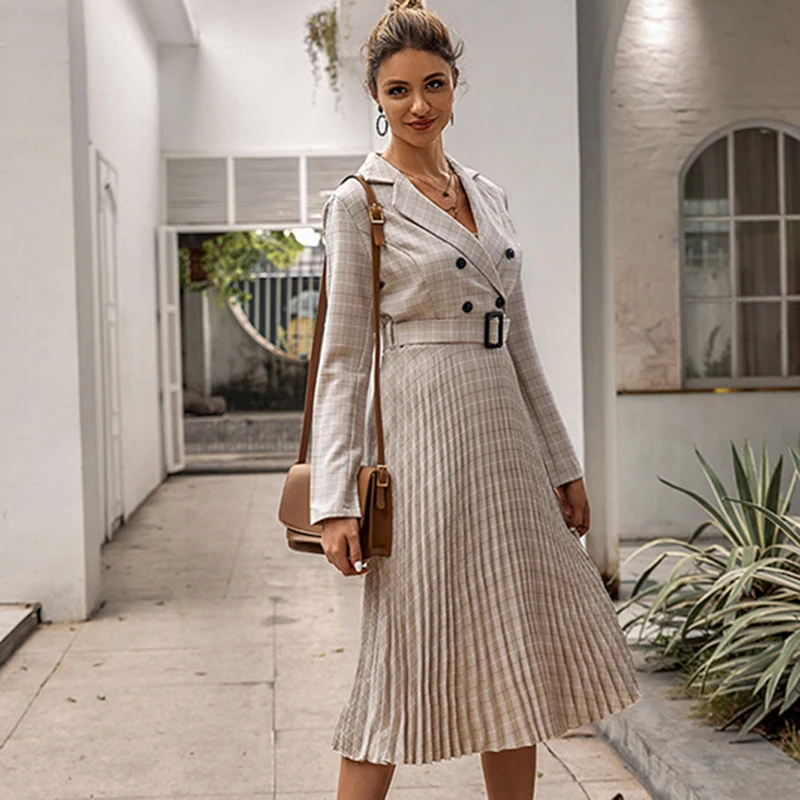 2019 осень и зима новое платье Плиссированное Европейское американское модное