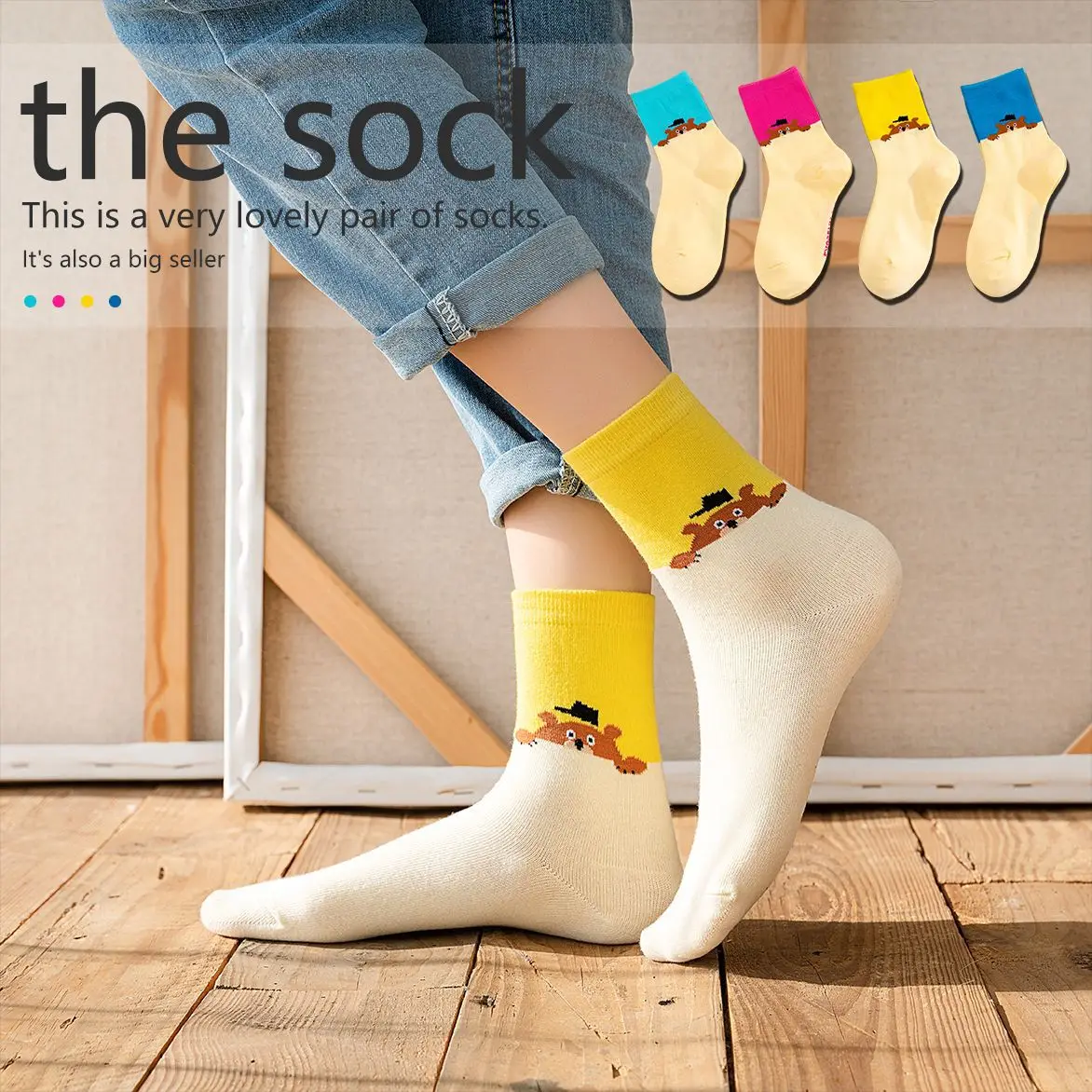 

New Cartoon Women's Breathable Cotton Socks Cute Kawaii Bear Lovely Animal Pattern Girl Sock Combed of Pure Cotton Female Socks