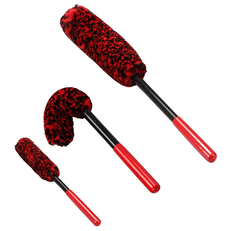 

NEW-3Pcs Microfiber Wheel Wand Car Detailing Brush Rim Brush for Cleaning Wheels, Rims, Exhaust Tips,Motorcycles,Bicycles