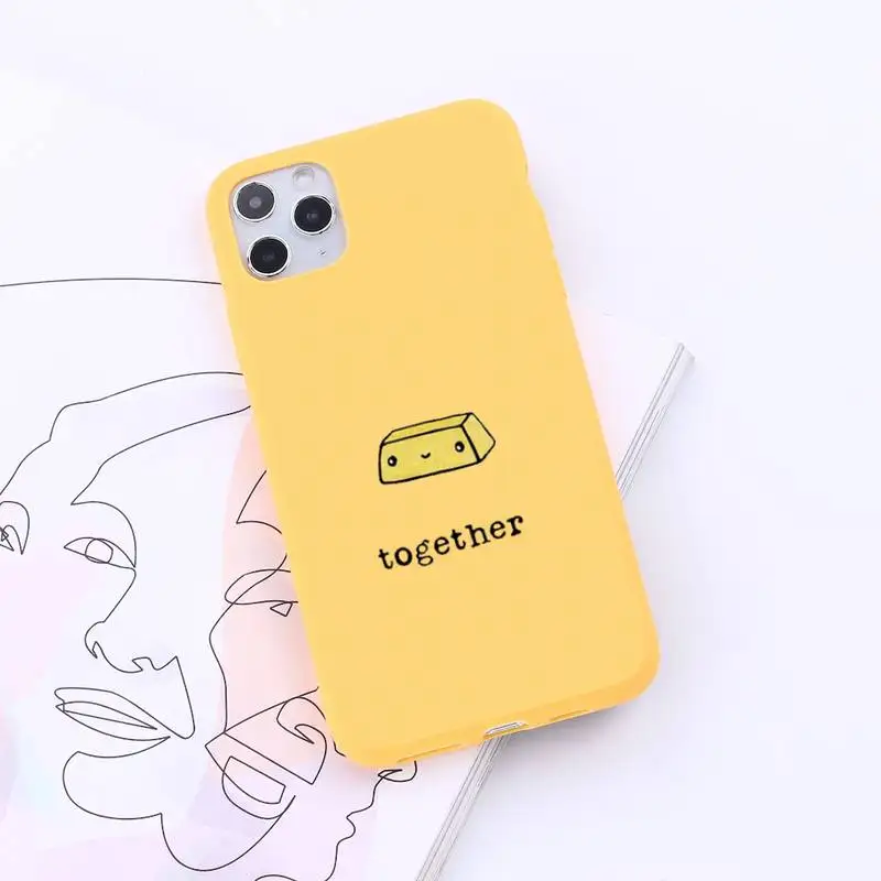 

Cartoons Milk Biscuits BFF Couple Cute Phone Case Candy Color for iPhone 6 7 8 11 12 s mini pro X XS XR MAX Plus