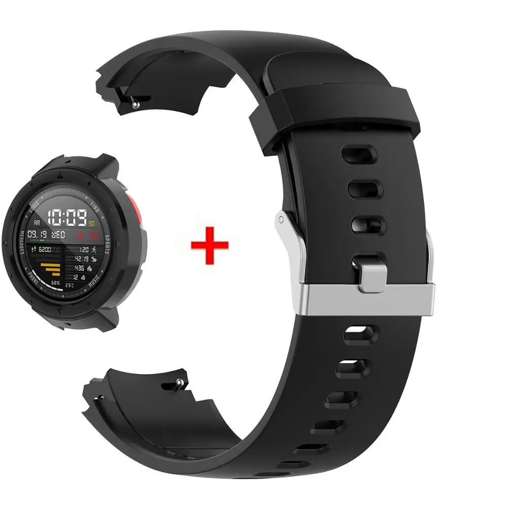 2 в 1 ремешок для смарт часов Huami Amazfit Verge силиконовый + защитная рамка экрана чехол