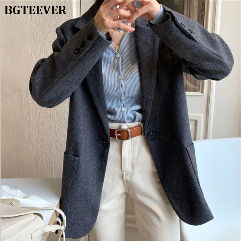 2019 Новый Блейзер куртка для женщин с зубчатым воротником костюм пальто женский