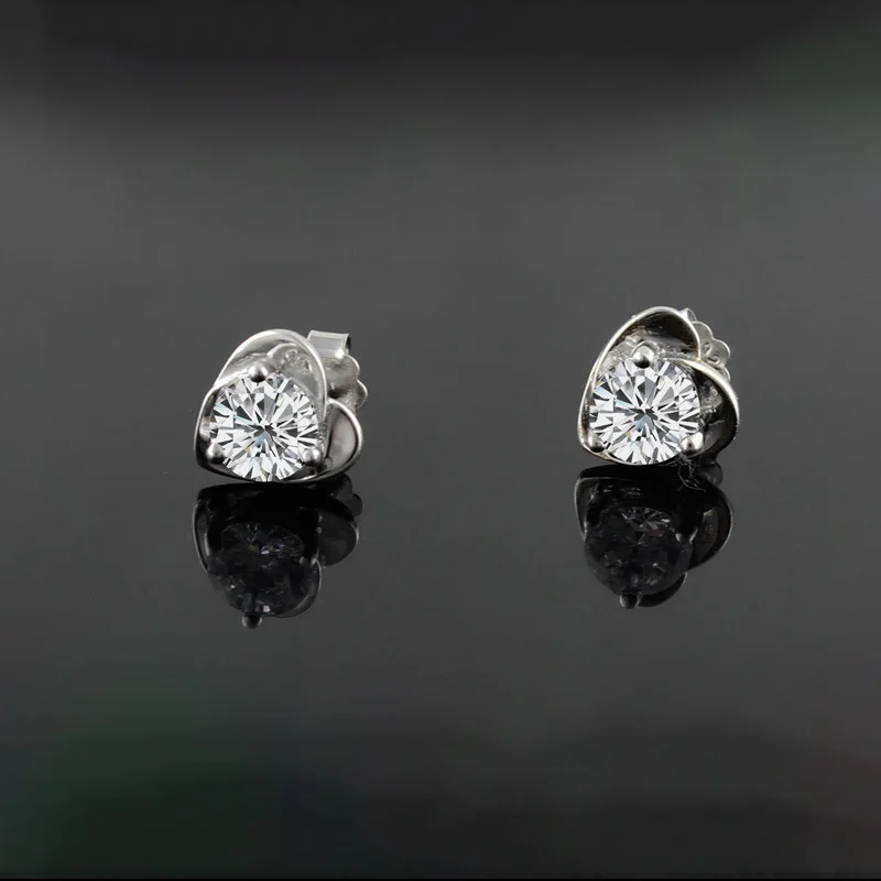 

Korean Zircon Crystal Stud Earrings for Woman Fashion Solid 925 Sterling Silver Red Color Stone Elegant Earrings 2021 Jewelry