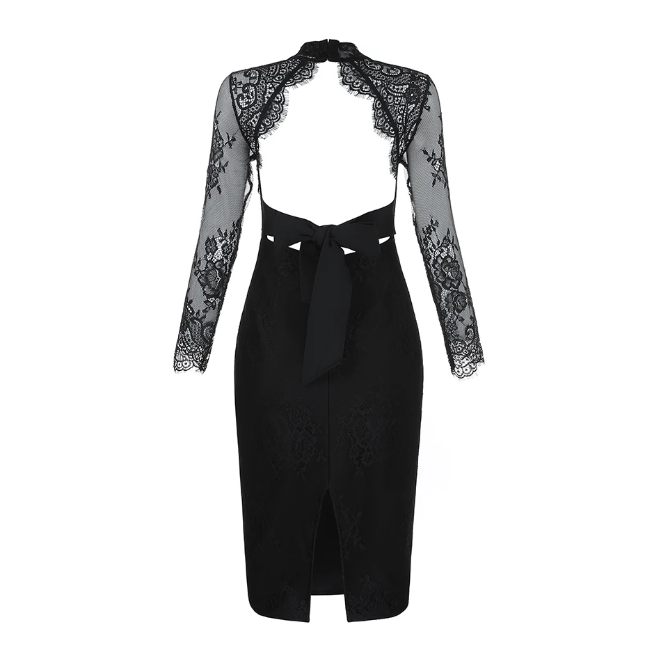 Модное весеннее сексуальное кружевное Бандажное платье 2019 с длинным рукавом