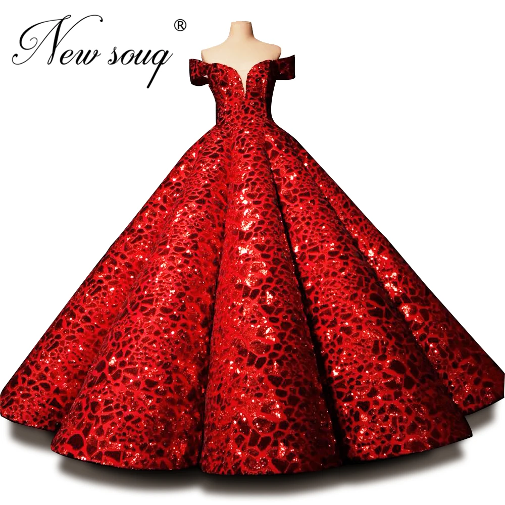 Роскошное красное женское платье с открытыми плечами из Саудовской Аравии для
