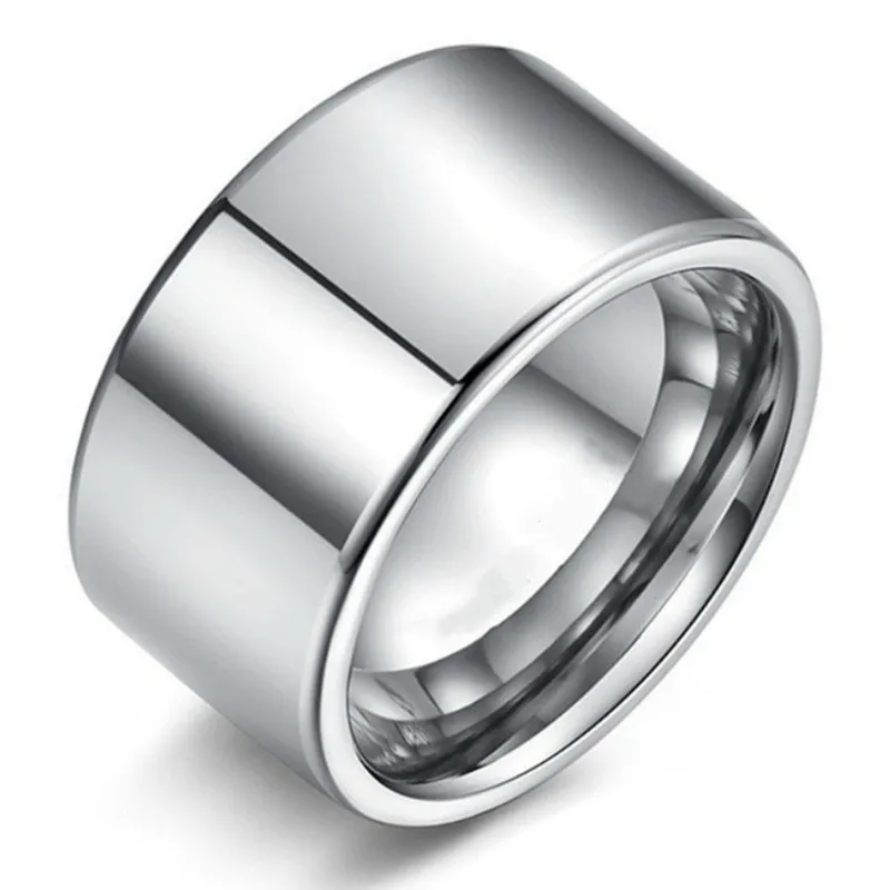 

Simple 10MM Wide Large Titanium Steel Face Ring for Men Super Wide Silver Color Men's Ring Big Finger Ring Wedding Jewelry