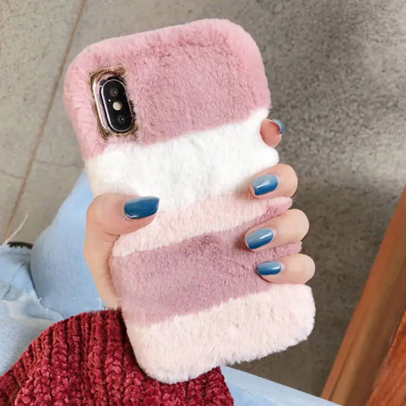 LCHULLE милые Чехлы для Apple IPhone XR XS MAX X 6 6S 7 8 плюс 5 5S SE теплый мягкий пушистый пушистые, плюшевые на заднюю панель для телефона, корпус под плетенную сумку