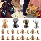 20 шт. (10 комплектов) кожаный однотонный болт для ногтей, винты с круглой головкой и заклепками на ремешке, винт для одеждысумкиобуви, багаж, сделай сам