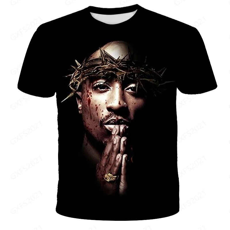 

2021 Street Cool Man 3D T-Shirt Summer Men's Rapper 2pac Printed T-Shirt Hip Hop Shopping Sports Short Sleeve Fashion Versatile