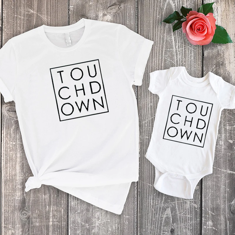 

Football Mom Family Matching Clothes 2022 Funny Football Mom and Baby Print TShirts Touchdown Big Sister Family Clothing