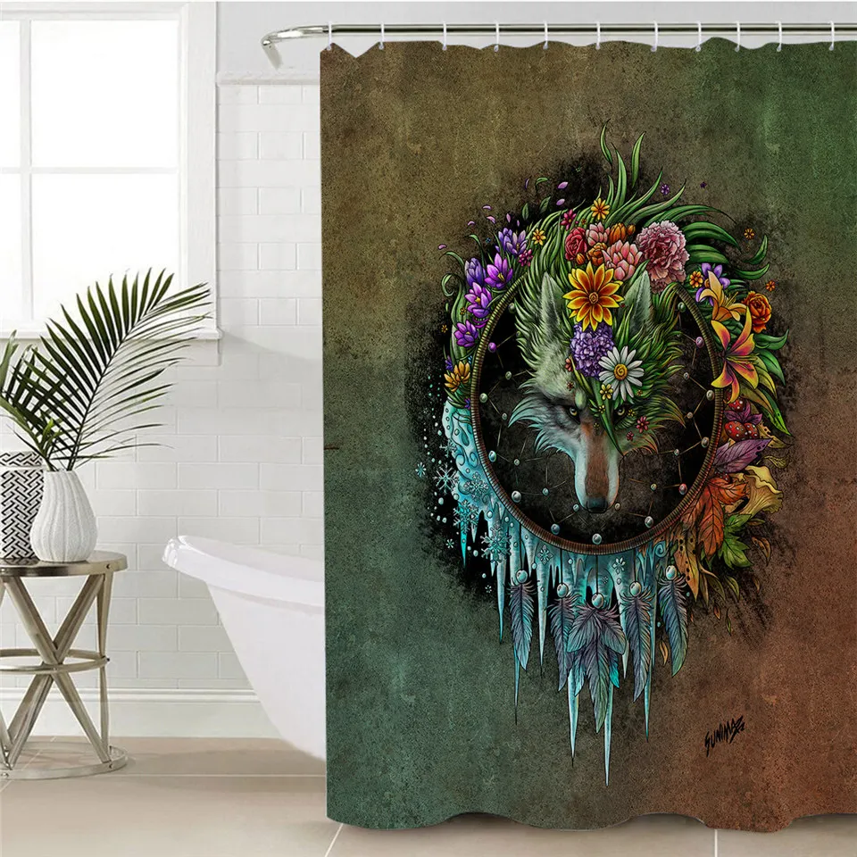Водонепроницаемая занавеска для душа волк Ловец снов|Шторы душа| |