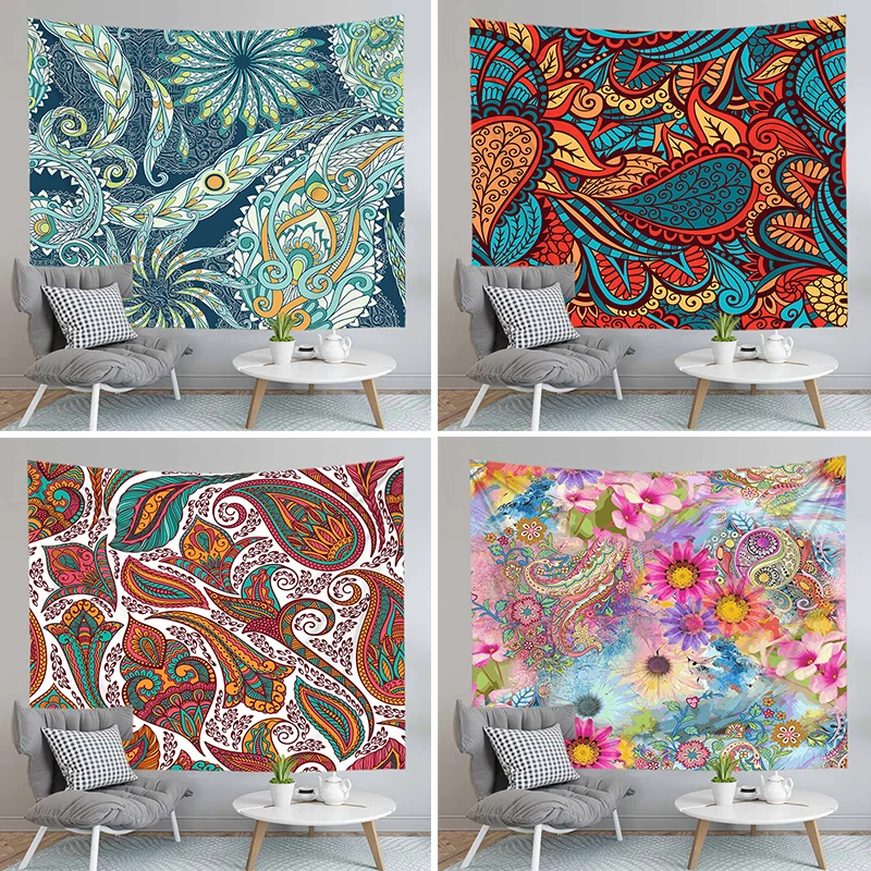 

Vintage Psychedelic Bohemia Paisley Tapestry Wall Hanging For Living Room Home Decor Camping Mat Customize Sizes Pattern