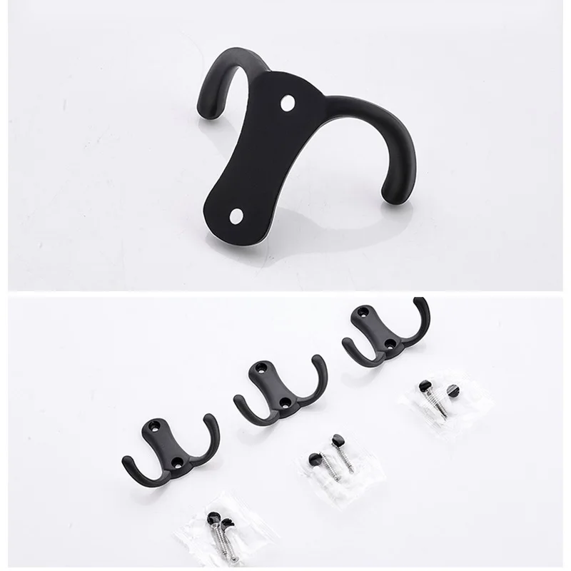 

2-10 pcs Living Room Bedroom Coat Gadget Key Wallet Hat Double Hook Wall Hanging Hanger Metal Robe Clothes Storage Hook Organize