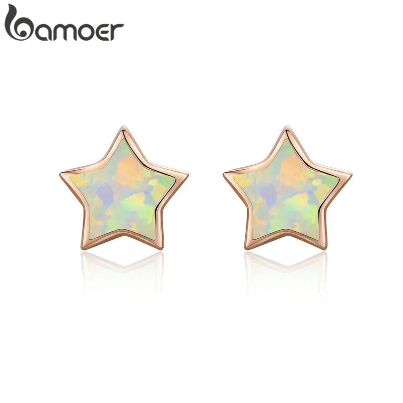 BAMOER, Новое поступление, 925 пробы, серебряные, милые кошачьи уши, большой камень, маленькие серьги-гвоздики для женщин, модные серьги, ювелирное изделие, SCE538