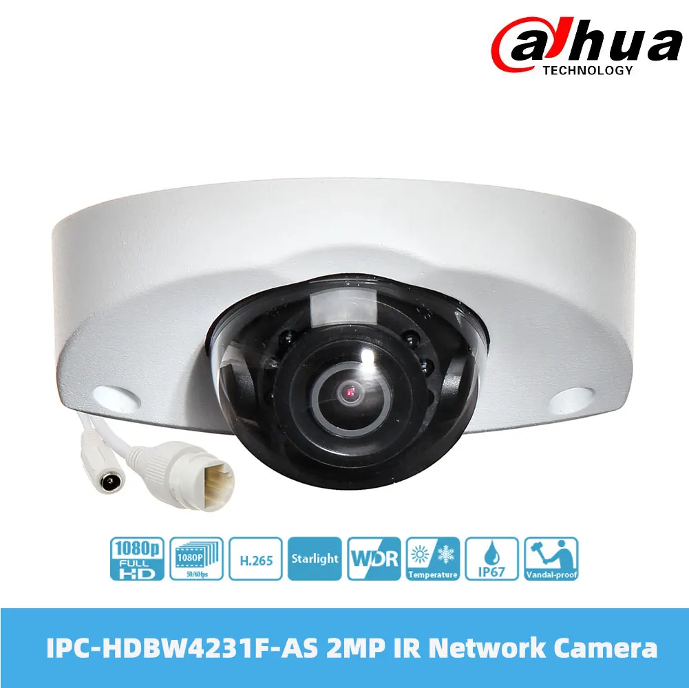 

Dahua IPC-HDBW4231F-AS 2MP IR Mini Dome Network Camera IP67 IK10 PoE H.265 & H.264 1080P 2.8mm Fixed Lens