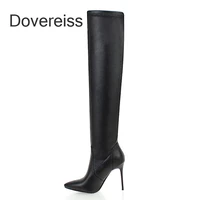 fashion womens shoes winter new sexy clear heels boots white elegant concise mature stilettos heels over the knee boots 45 46