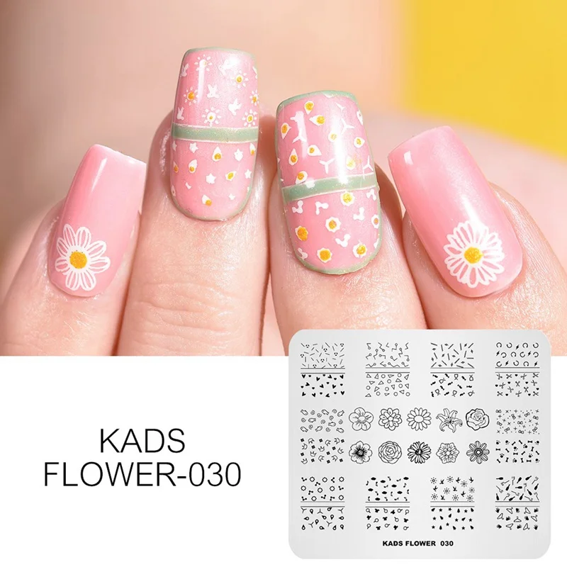 Flower 030 KADS Стемпинг 34 дизайнов цветы живоные геометрический шаблон Пластины для стемпинга Штамп для ногтей Трафареты для ногтей для М - Цвет: Flower 030