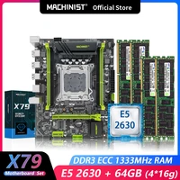 machinsit x79 motherboard combo kit set lga 2011 xeon e5 2630 cpu 4pcs x 16gb 64gb memory ddr3 ecc ramfour channel mainboard