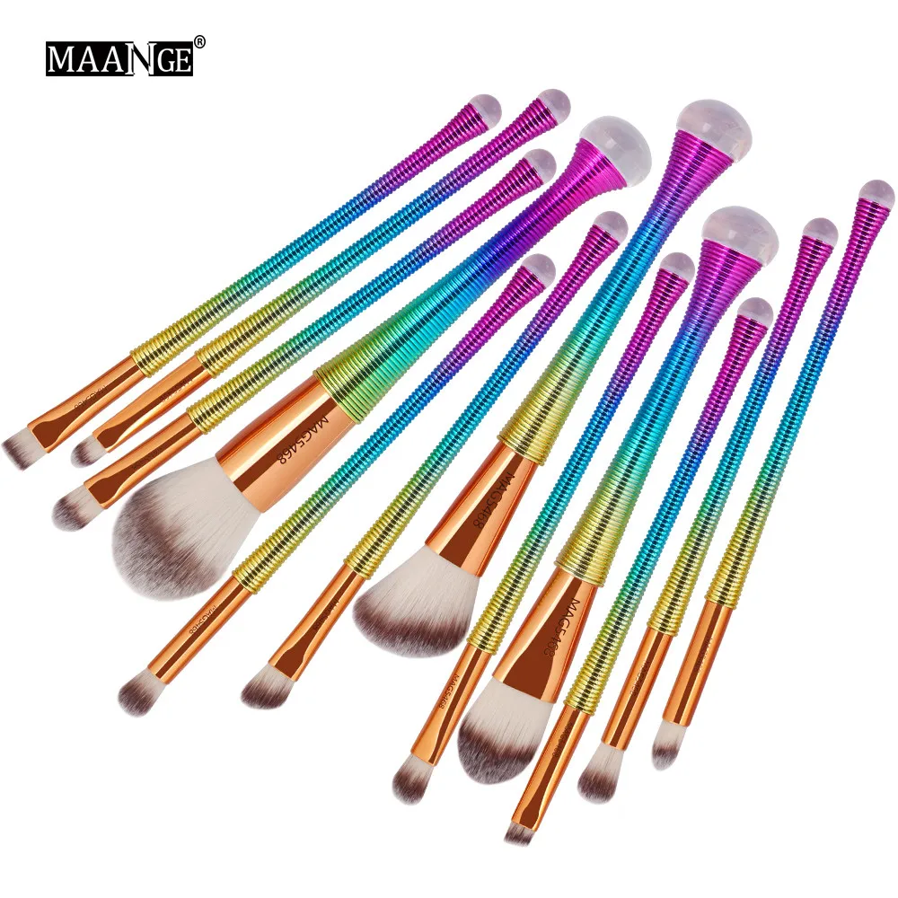 12 шт. Кисть для макияжа нейлоновые тени век подводка бровей мягкие косметические