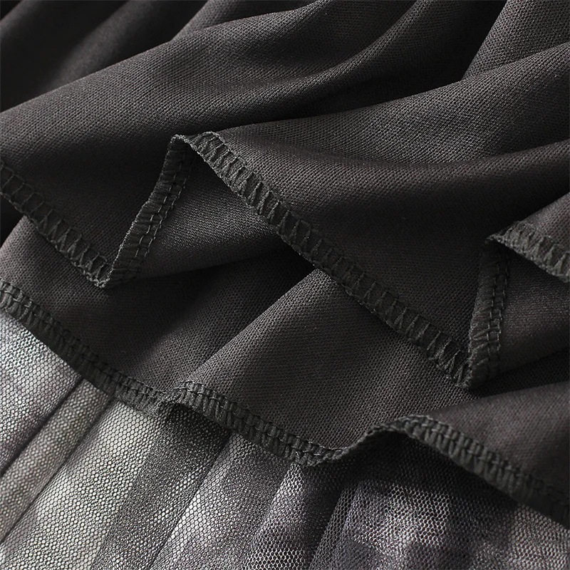 

2021 Women Plaid Printing Tulle Skirt Summer Adults Casual Mesh Flowy A-Line Elastic High Waist Midi Skirt