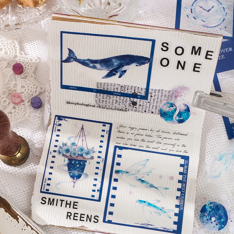 30 шт./пакет Винтаж розовое пленка с китами рамка ПЭТ стикер посылка DIY дневник