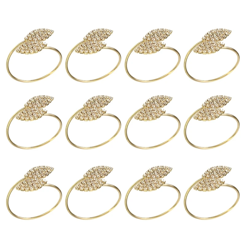 

Napkin Ring, 12 Pcs Metal Napkin Rings Holder for Wedding Party Dinner Table Decoration (Leaf-Gold)