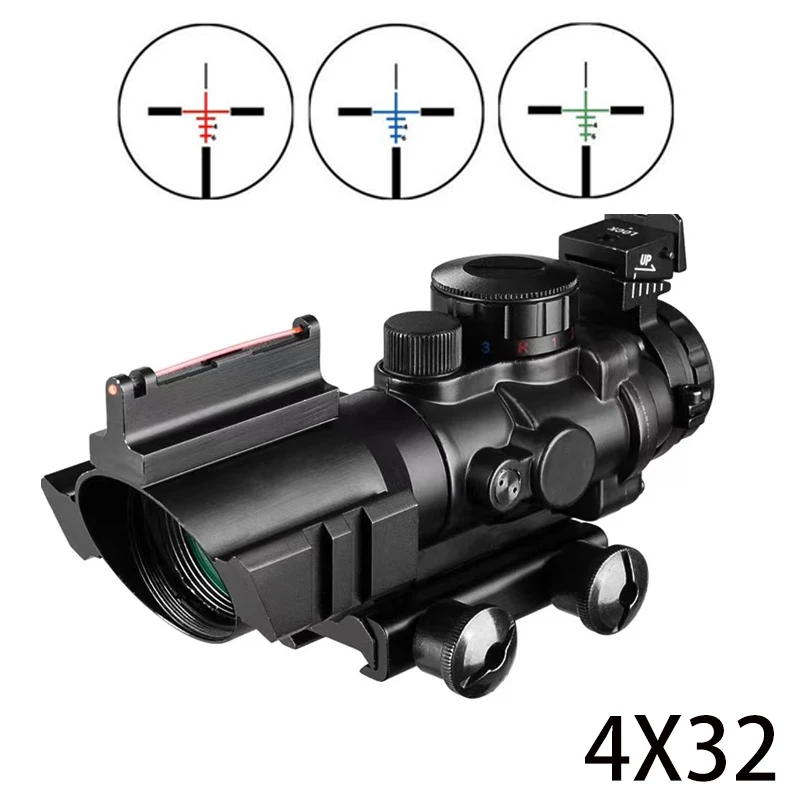 Тактический оптический прицел 4x32 ACOG красный зеленый и синий светильник кой 20 мм