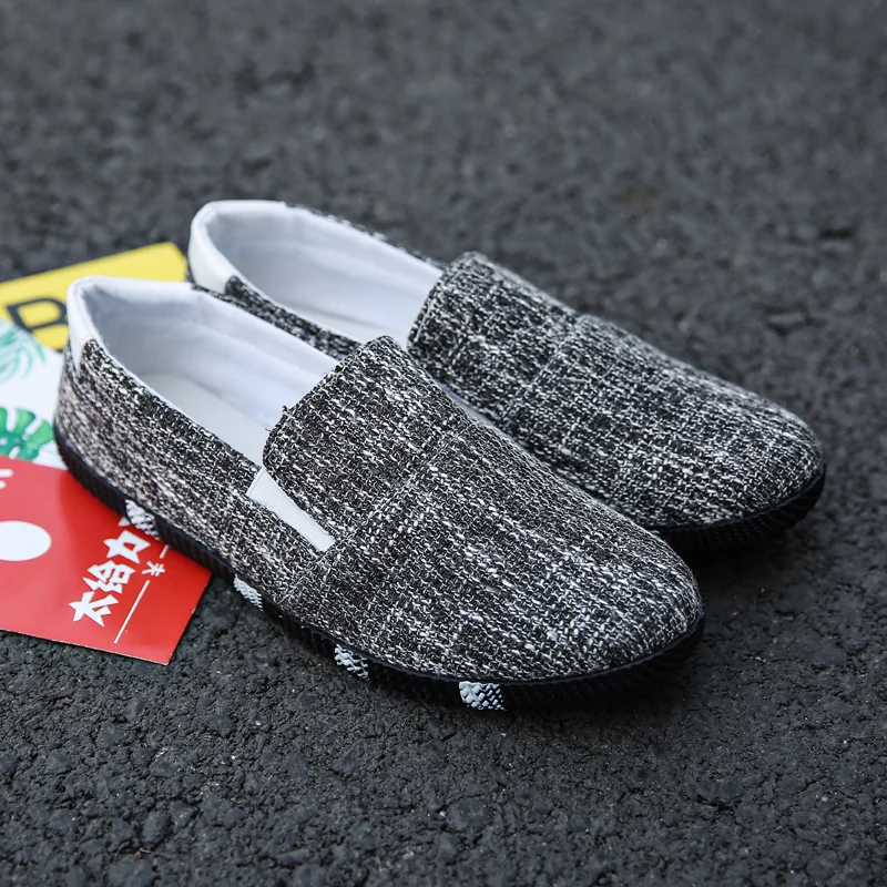 

Мужские повседневные туфли, парусиновые дышащие Лоферы для вождения в Корейском стиле, мягкие удобные на плоской подошве, Нескользящие, лен...