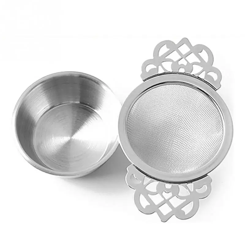 Stainless Steel Double Ear Infuser Filter Loose Leaf With Drip Bowl Tea Strainer Traditional Hanging Easy Clean Herbal | Дом и сад