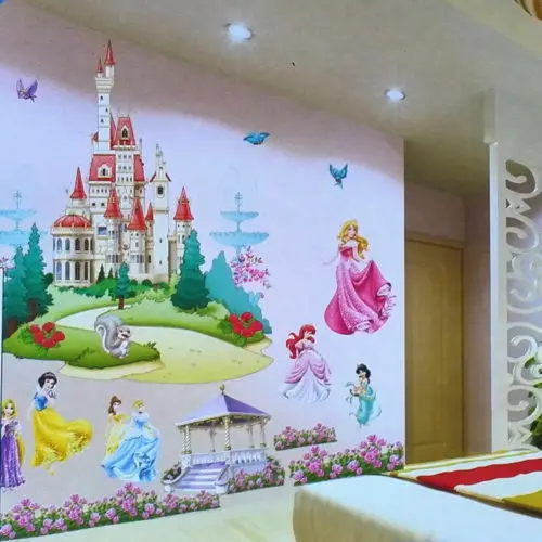 3D мультфильм съемные Diy семь принцесс цветок замок наклейки на стену домашний
