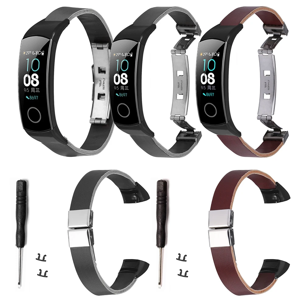 

Ремешок кожаный для Huawei Honor Band 5/4, сменный кожаный браслет в ретро стиле для мужчин и женщин, аксессуары для часов