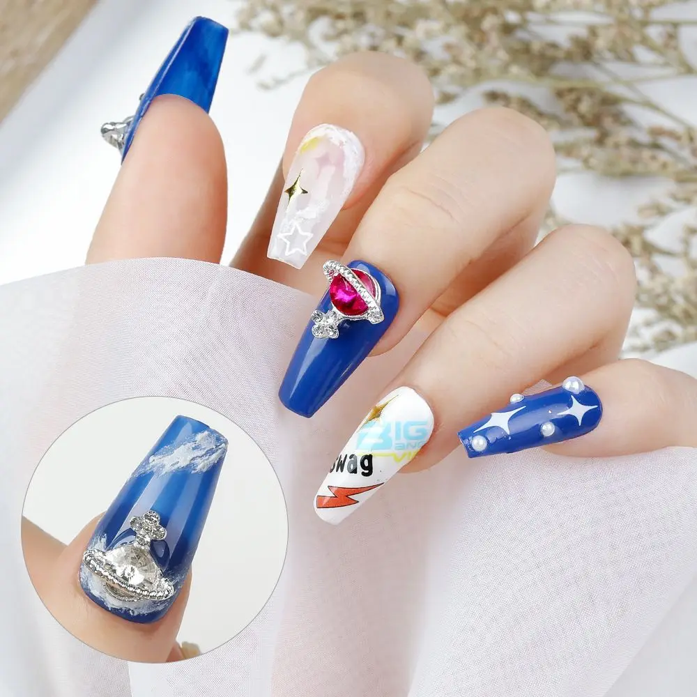 1 коробка украшения для ногтей в виде планеты блестящие красочные стразы