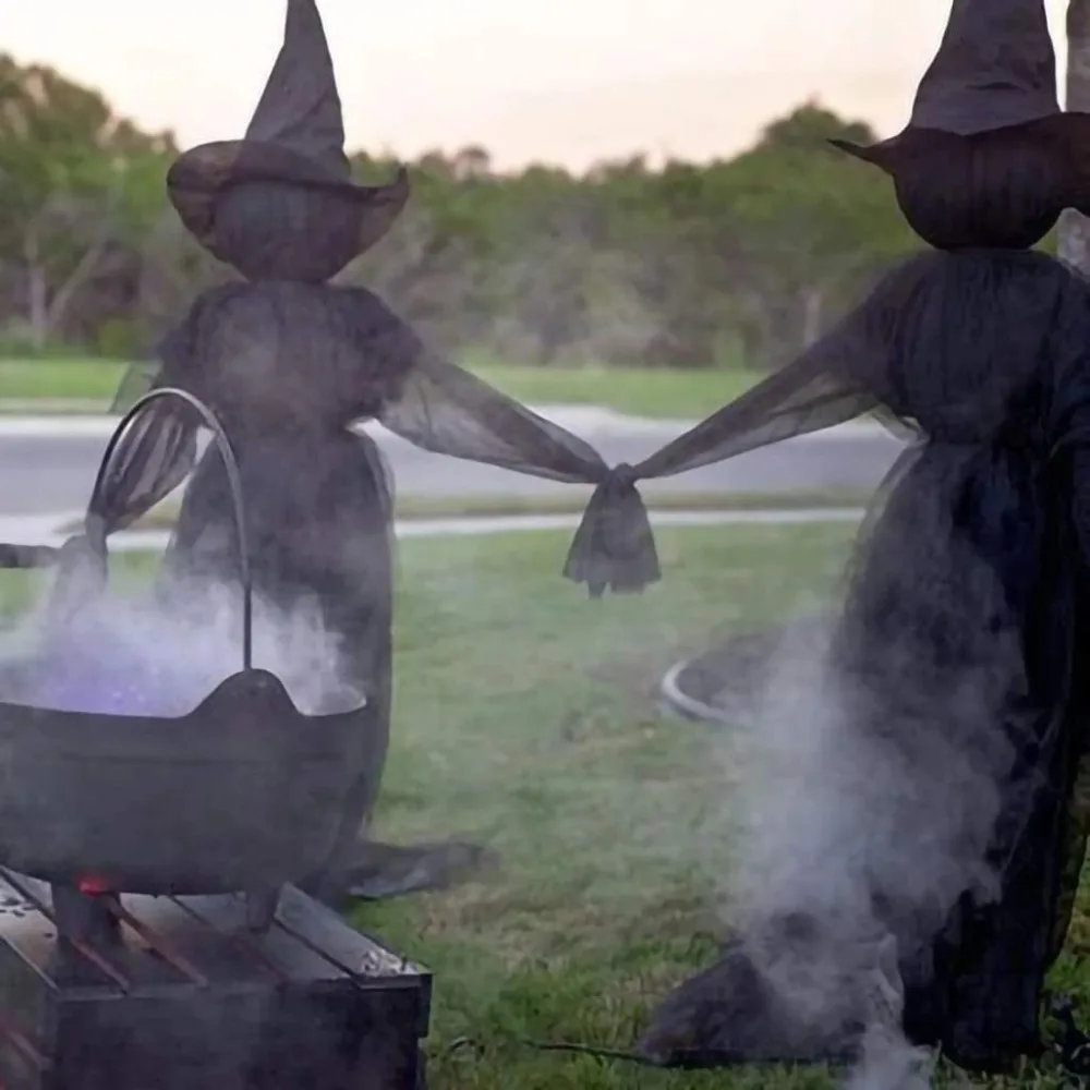 Light-Up Witches with Stakes Halloween Decorations Outdoor Holding Hands Screaming Sound Activated Sensor Decor Dropship | Дом и сад