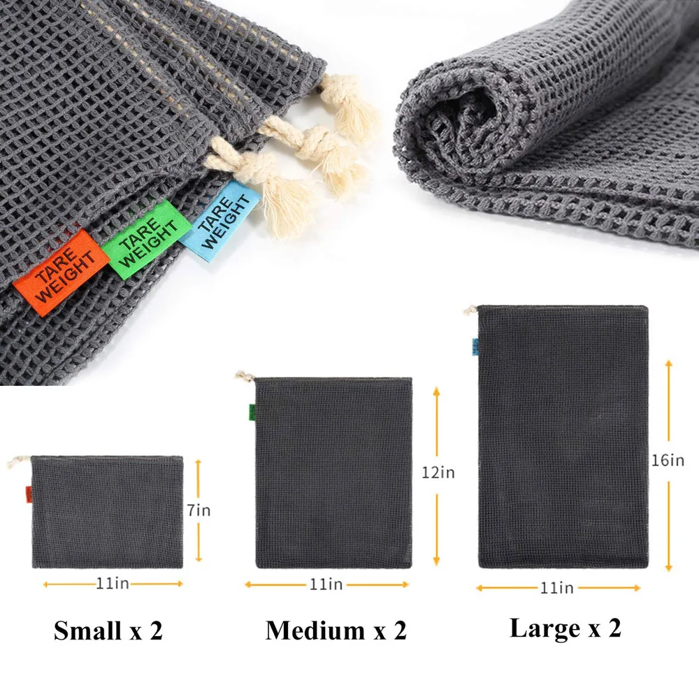 6 шт. многоразовые сетчатые продуктовые сумки|Сумки и корзины| |