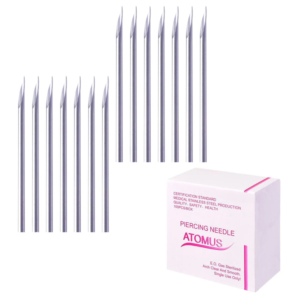 

100Pcs/Box Body Nose Ear Navel Piercing Needles Disposable 12/14/16/18/20G/Mix
