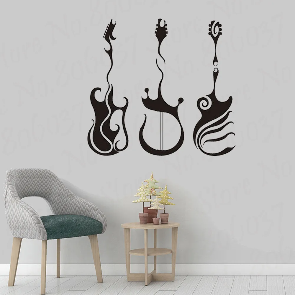 

Художественная гитара Любовь Музыка стены Искусство графическая Наклейка Виниловая наклейка интерьер гостиной спальни декор дизайн украш...